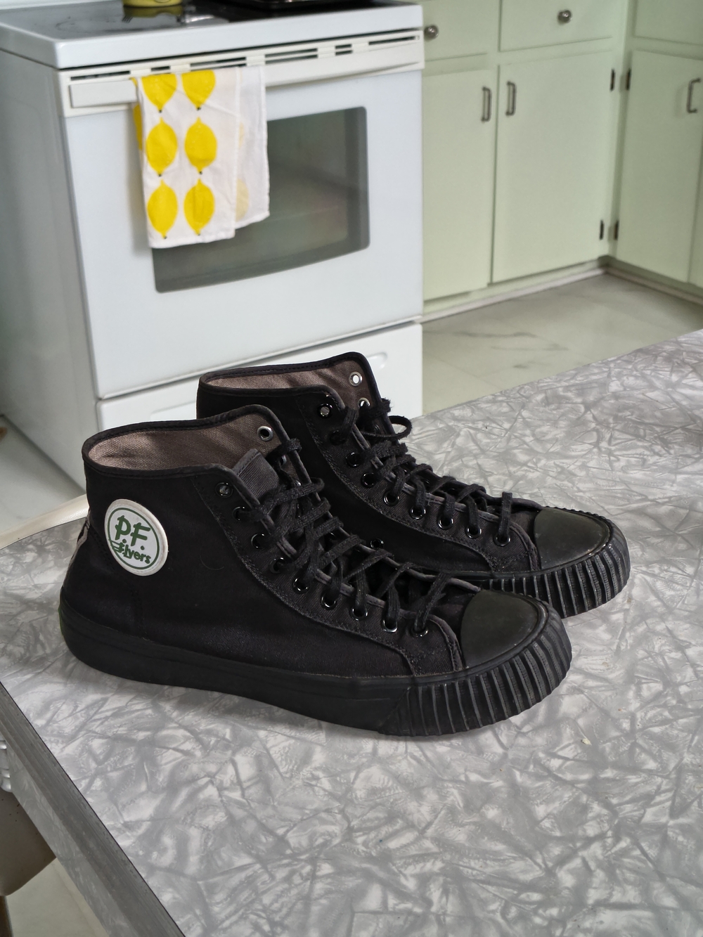P.F. Flyers Men's Black High-Top Canvas Sneakers, Sandlot, Anti Slip Soles